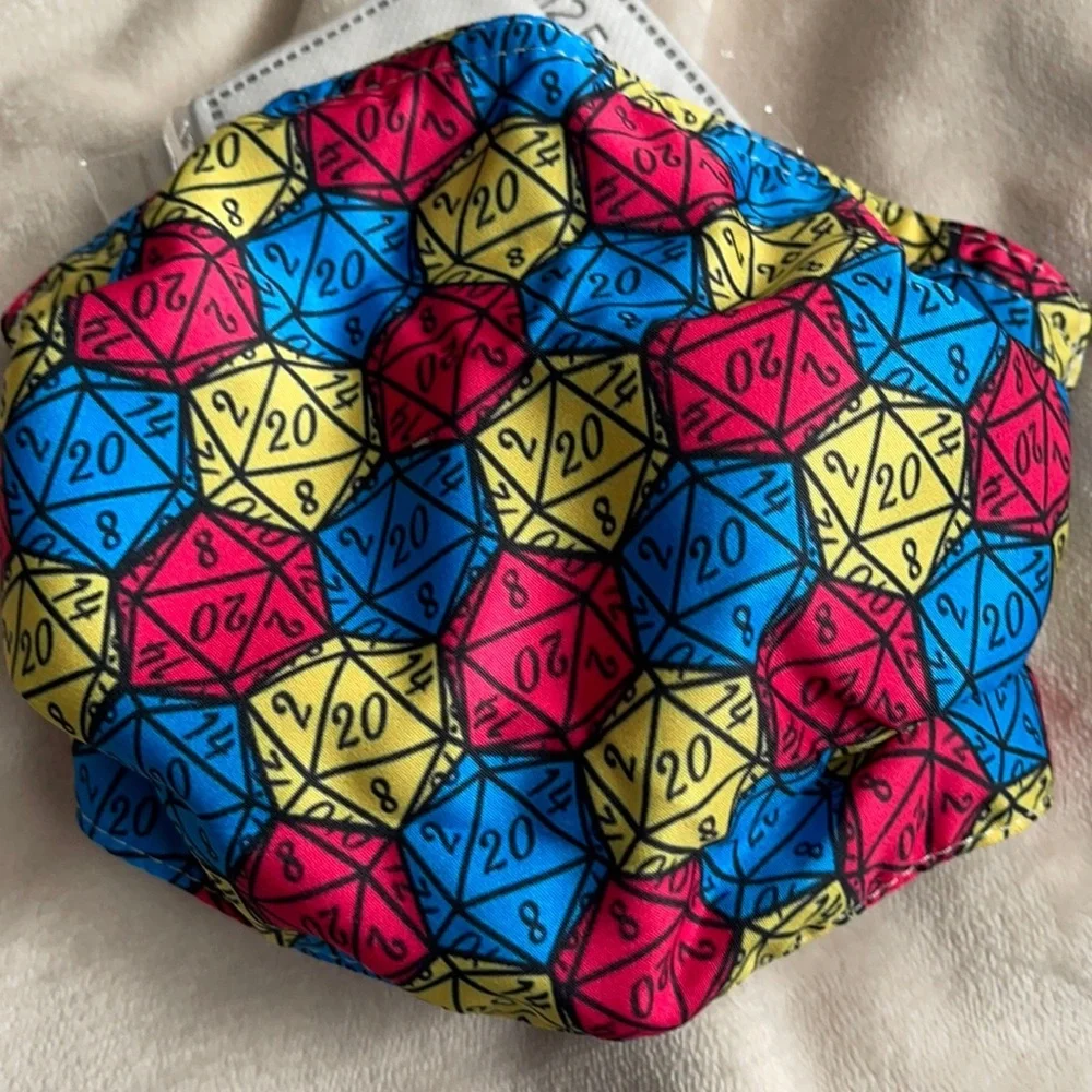 2/$10 New D20 dice face mask